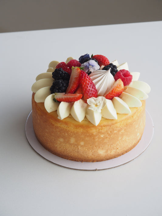 Baked Cheesecake with Chantilly Cream & Fresh Fruit